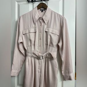 Pink jumpsuit with belt